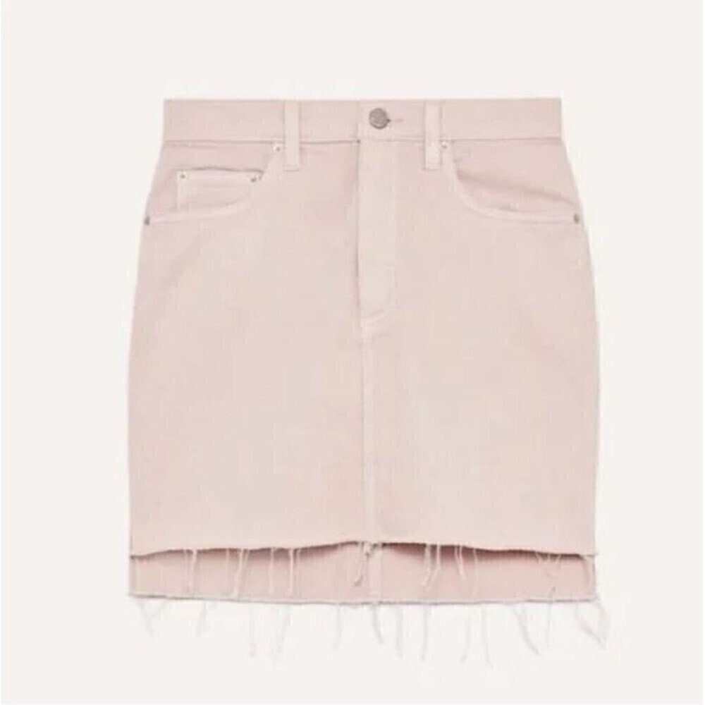 Aritzia Wilfred Free Distressed Tanit Pink Primrose Denim Jean Mini Skirt Size 2